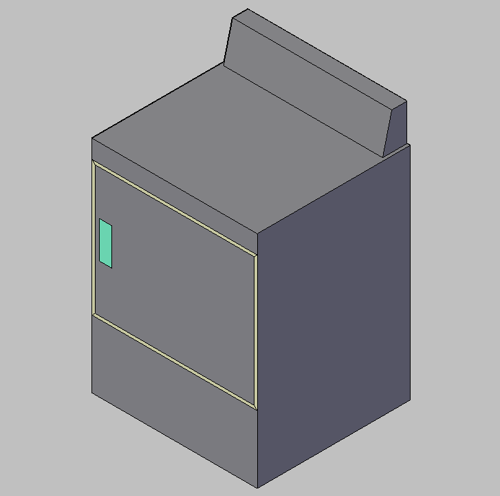 Bloque Autocad Vista de Secadora Diseño 01 Bibliot. 2D-3D en 3D